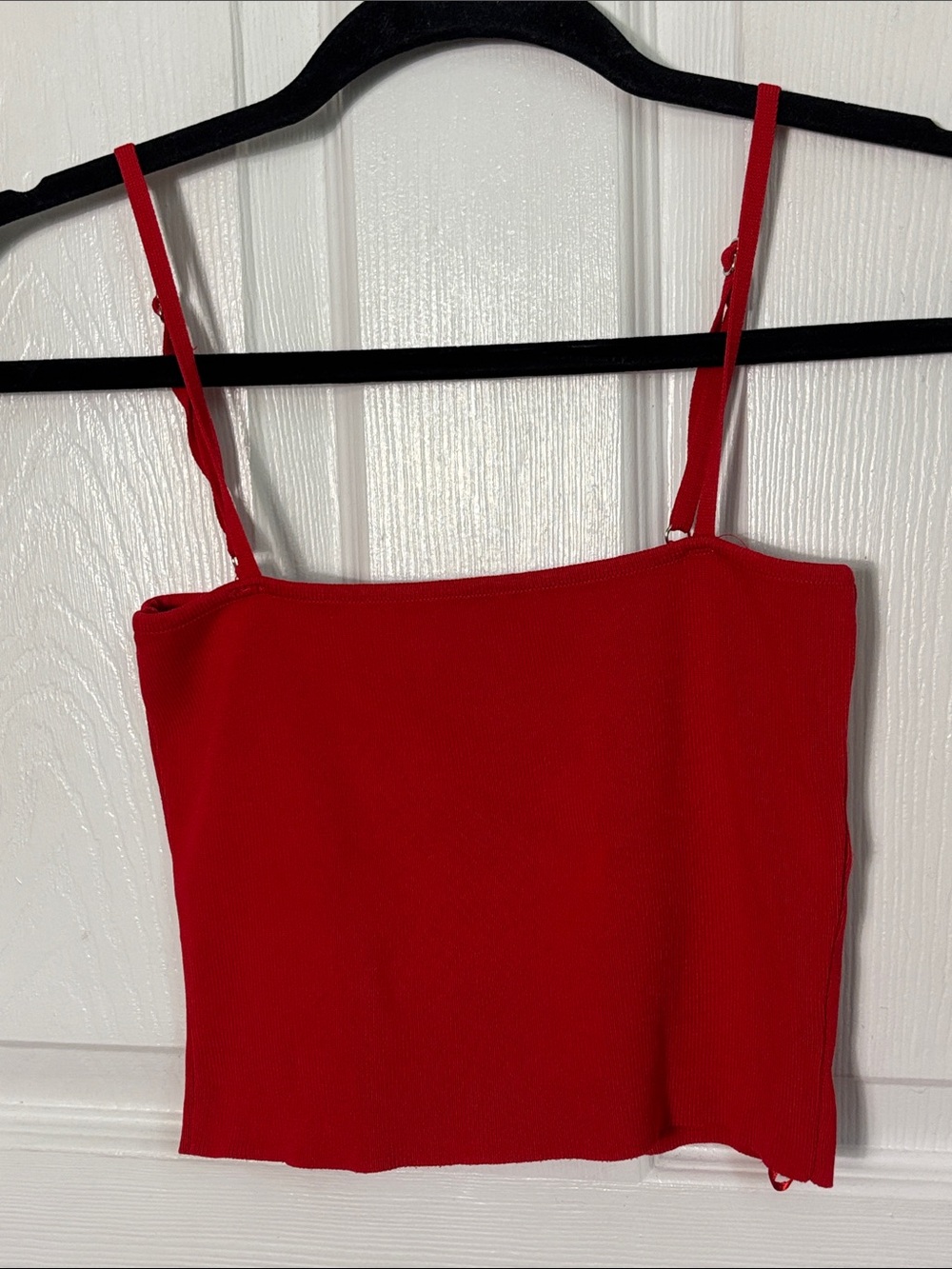 SEEK The Label Red adjustable Spaghetti Strap Stretch Crop Top Size Small under